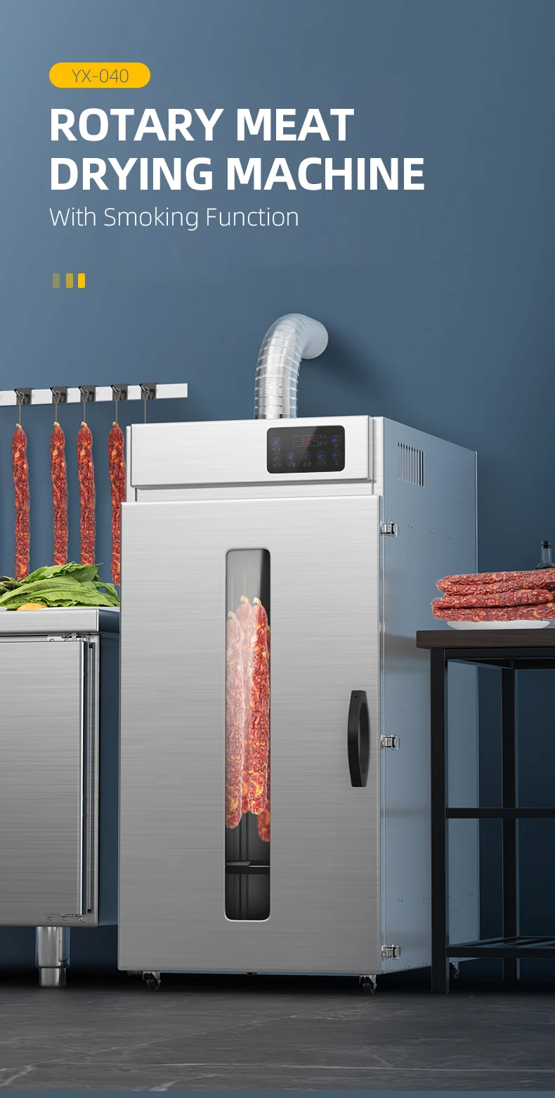 Smoke Function Biltong Jerky Drying Machine Rotary Large Capacity Sausages Food Dehydrator Machine