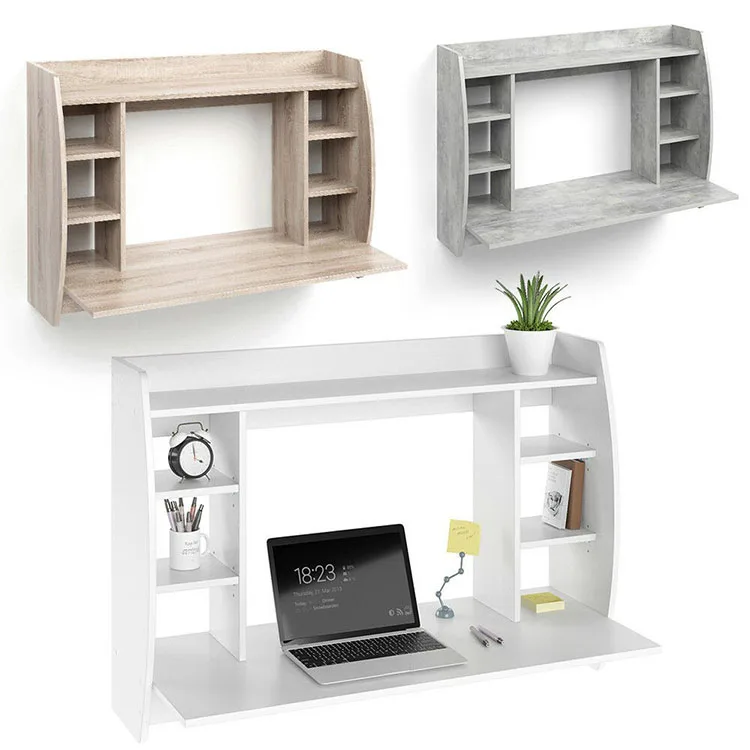Modern Luxury Wood Wallmounted Computer Desk Floating Desk Folding