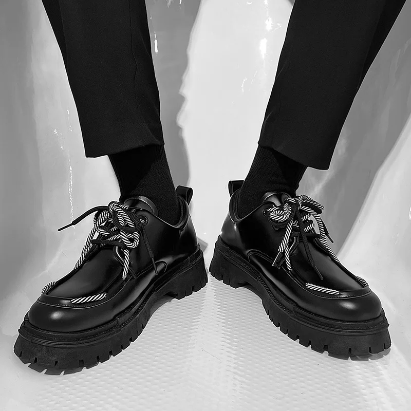 Korean-inspired Double-lace Pu Leather Oxford Dress Shoes