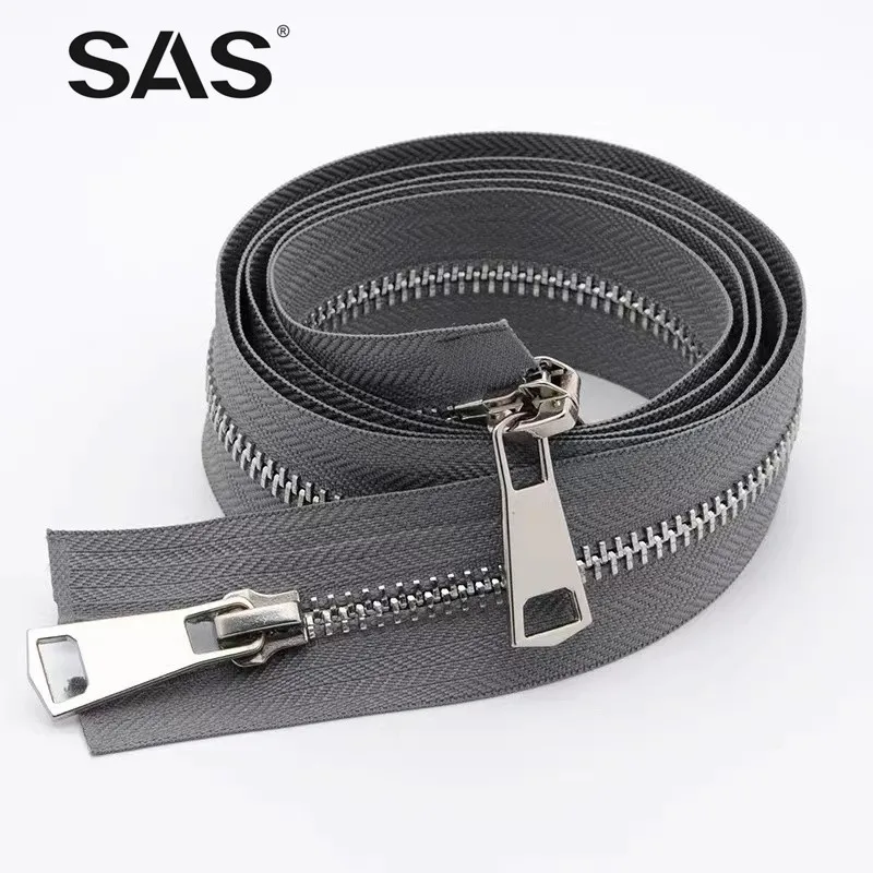 SAS Auto Lock Slider Zipper Different Color 15-80cm Metal Zippers for Bags Jackets Open-End Double Side Zipper