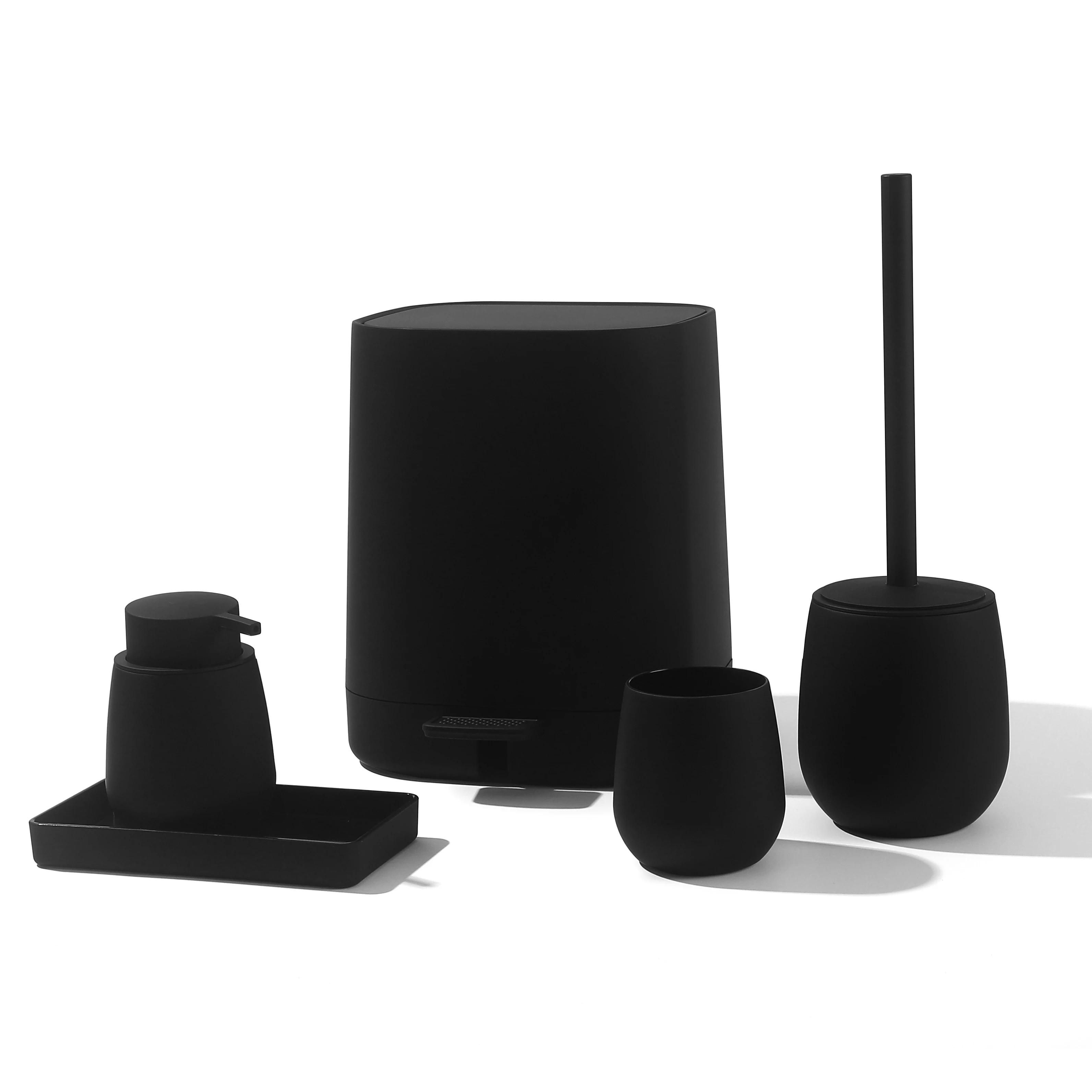 Yaukph Matte Color Bathroom Accessories Set 5pcs Toilet Brush And Tray