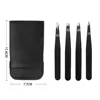 Juego de 4 piezas negro (funda de piel)