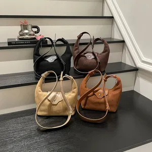 Women's Small Faux Suede Armpit Bag 2026 New Trend Retro Underarm Shoulder Bag Luxury Designer Handbags and Purses