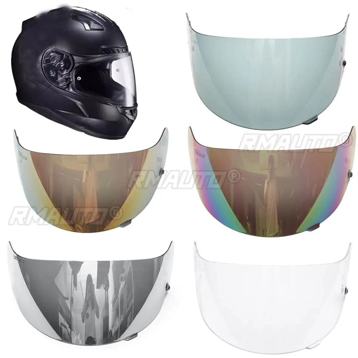 Visiera Per Casco HJC Modelli CL-16, CL-17, CS-15, CS-R1, CS-R2, FG-15, TR-1, Colore Argento, Protezione UV E Antigraffio