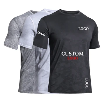 2021 New Brand Clothing Fitness Running T Shirt Men O-Neck T-Shirt Cotton Bodybuilding Sport Shirts Tops Gym Men T Shirt