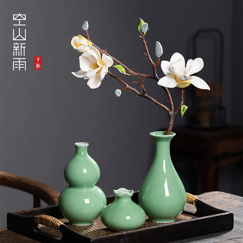Longquan Celadon Chinese-Style Floral Ornaments Tustic Small Vase Simple Creative Bud Flower  Ceramic Vases for Flowers
