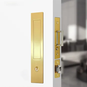 Durable Zinc Alloy Invisible Embedded Sliding Door Handle Lock Key Unlock for Kitchen & Pocket Doors
