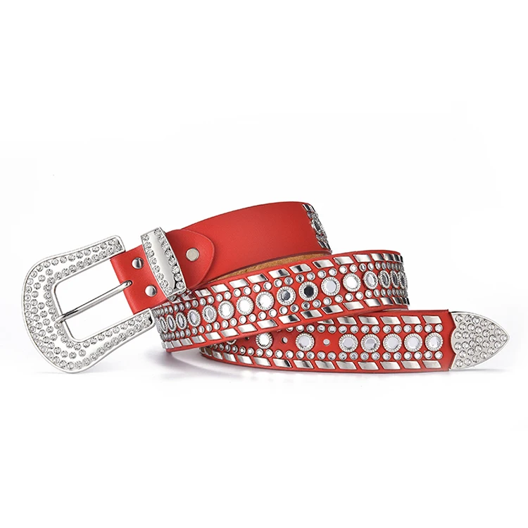 Hot Sale Shiny Crystal Rhinestone Inlaid Women Belt Diamond Studded Rhinestone Mans Western Belt