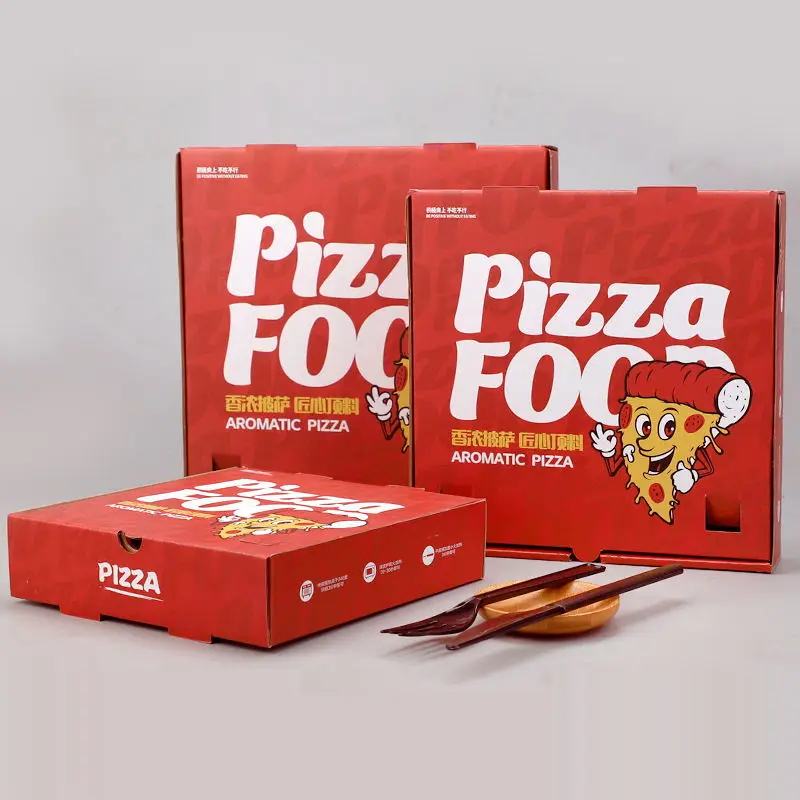 Eco-friendly Custom Logo Takeaway Food Delivery Frozen Pizza Paper Boxes Corrugated Cardboard 12 Inch Large Pizza Packaging Box details