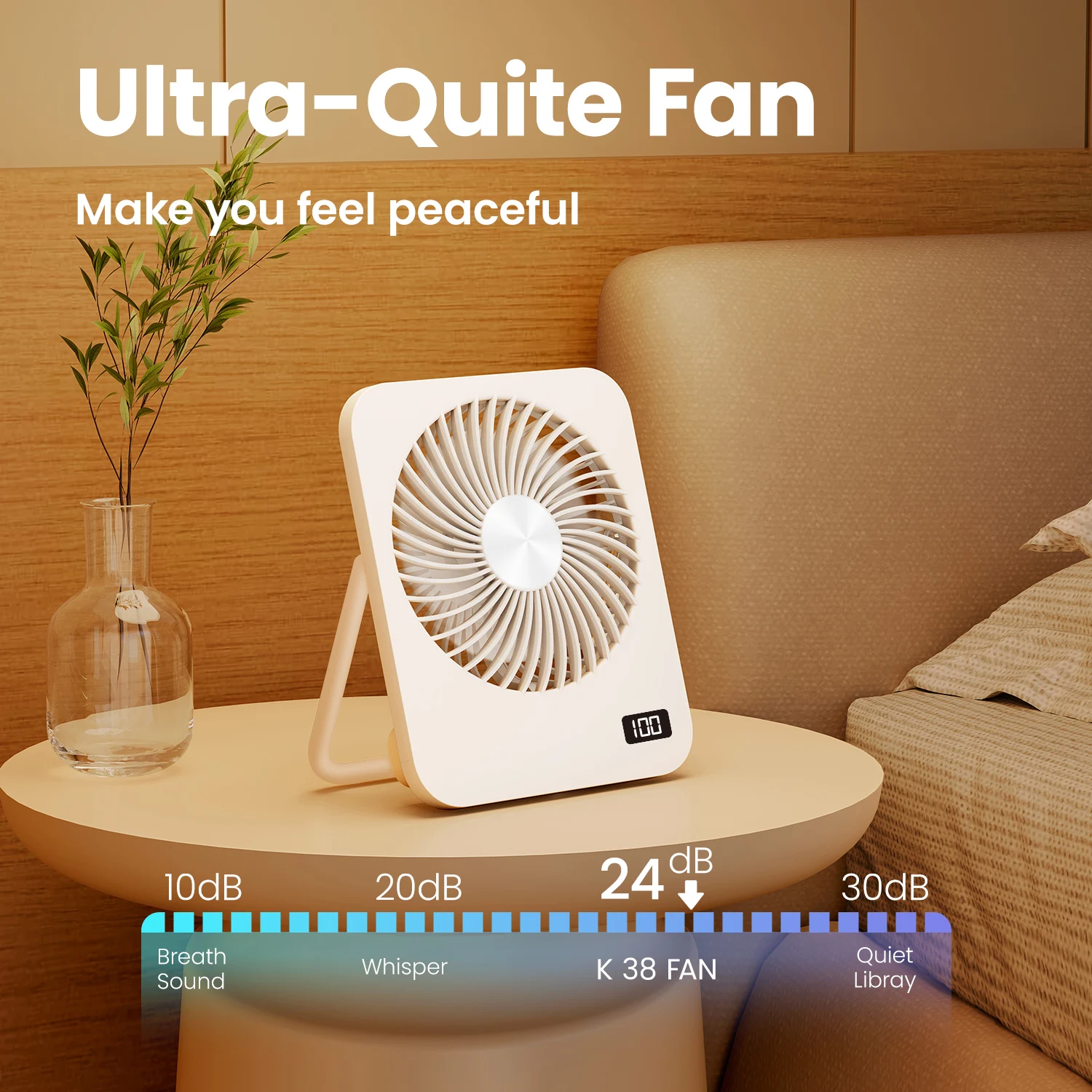 USB Rechargeable Electric Desktop Fan Office Home Strong Wind Small Table  Fan Portable Mini Slim Square Desk Fan, image size:1500x1500