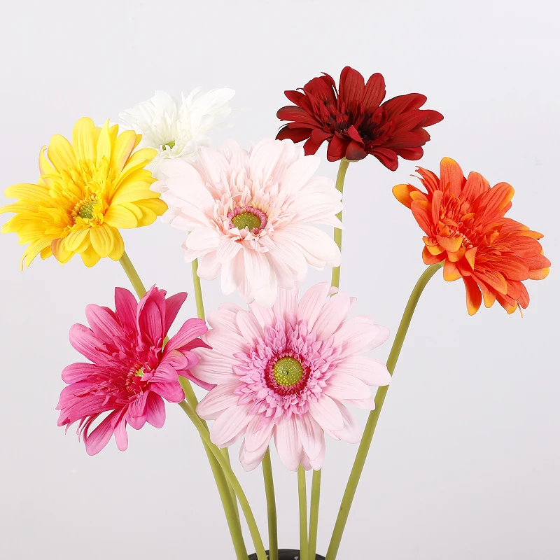 Artificial Single Head Gerbera Flower Branch for Wedding Decoration  Real Touch Moisturizing Artificial Chrysanthemum Flower