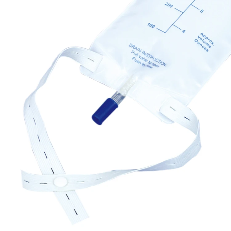 600ml Medical Urine Collection Leg Urinary Drainage Bag with Hanging Elastic Strap and Cap Valve
