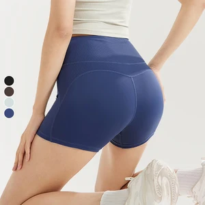Women's High Waist Peach Butt Yoga Shorts Double Cut Breathable Seamless Butt Lifting Elastic Waist Closure Sports Shorts