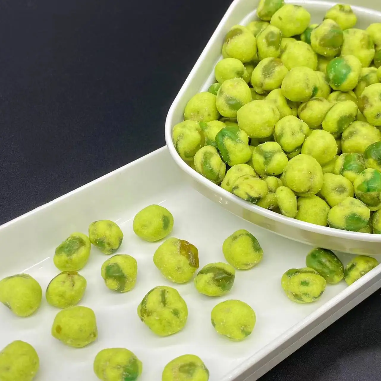 "Fresh and Crunchy, , Excite Your Taste Buds! Try Our Wasabi Green Peas for an Explosive Bite!" details