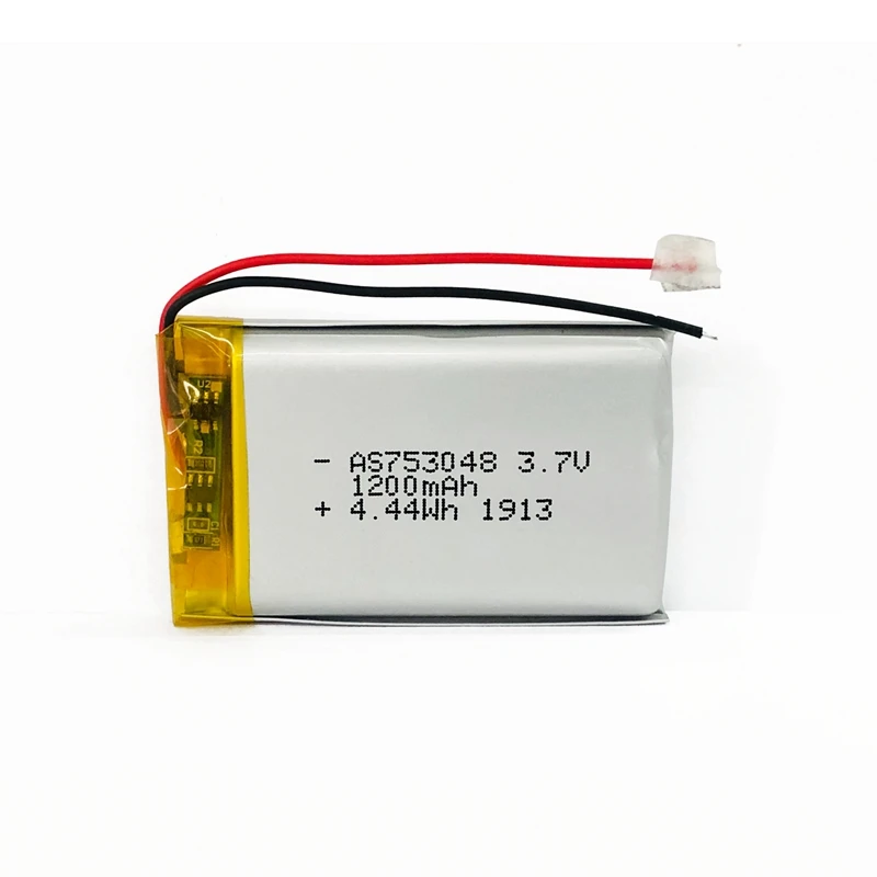Shenzhen Factory Lipo battery 3.7v 1200mAh 753048 lithium-ion polymer battery with UL/KC certificates