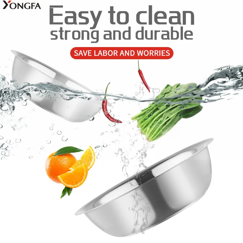 Eco Friendly Stainless Steel Bowl Set Rice Wash Basin Mixing Bowls Food Basin Soup Bowl for Food Preparation - Image 6