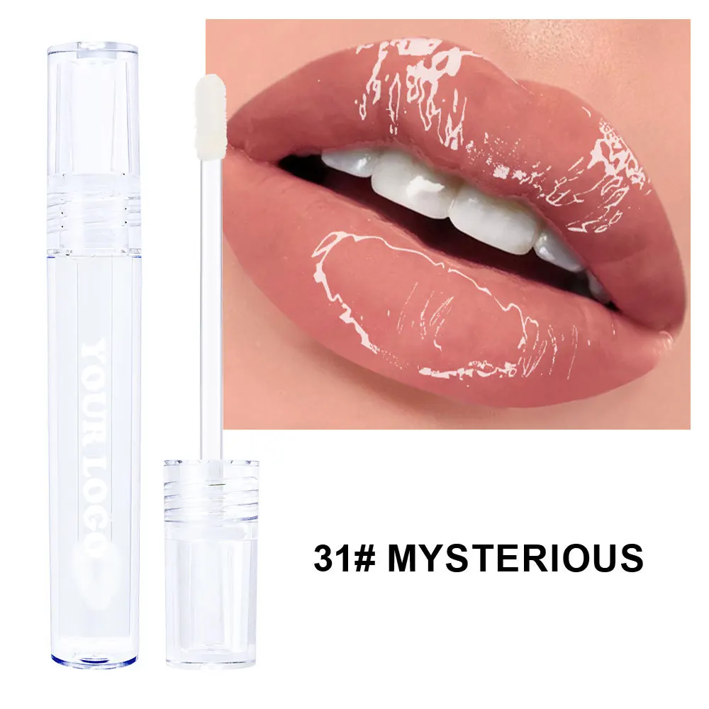 MLM Custom Makeup Vegan Formula No Brand Beauty Product Unique Lip Gloss Tubes Shimmer Glitter Jelly Clear Nude Glossy Lip Gloss