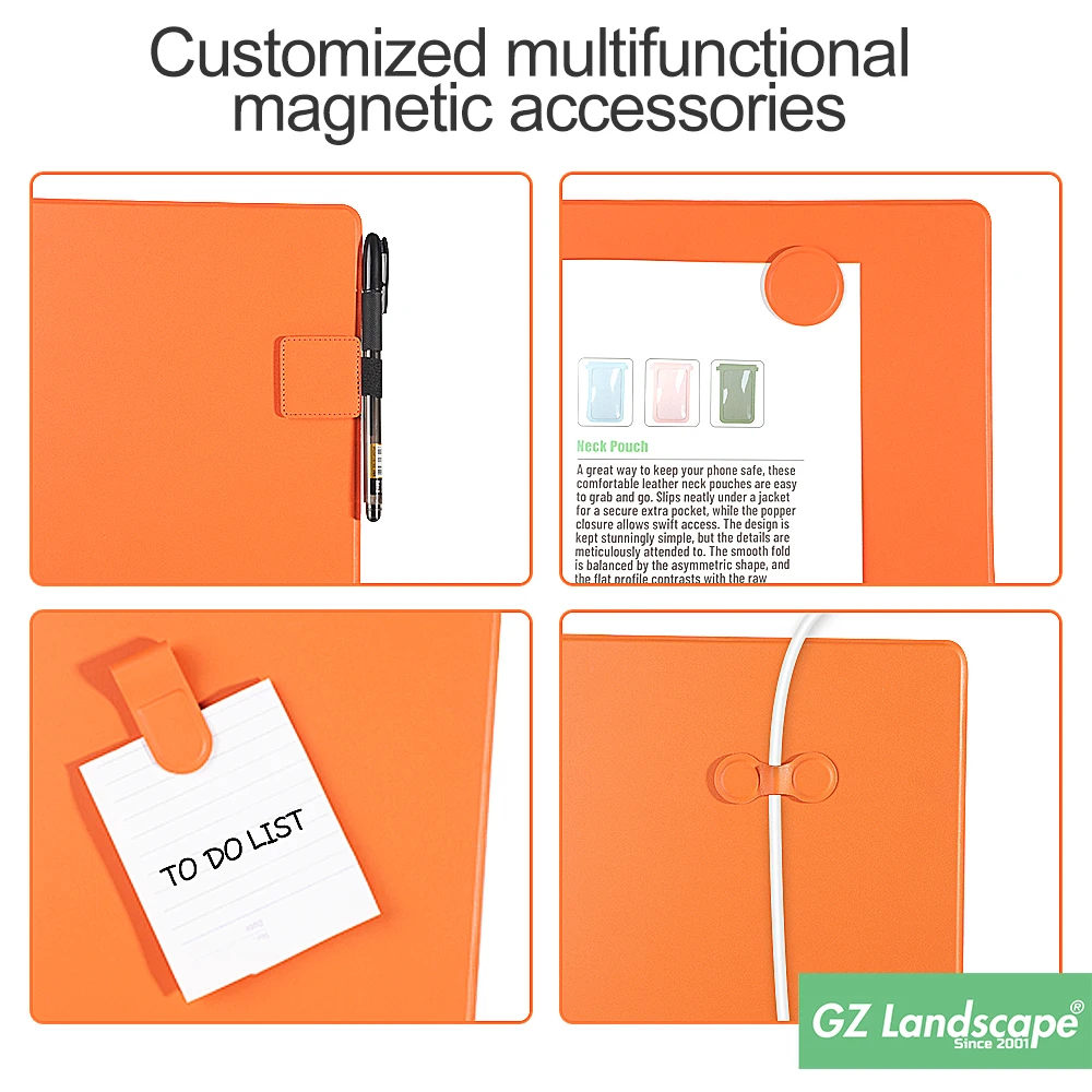 Adjust Angle Foldable Holder Leather Custom Magnetic Accessory Organizer Laptop Tablet Phone Read Book Stand Smart Desk Mat