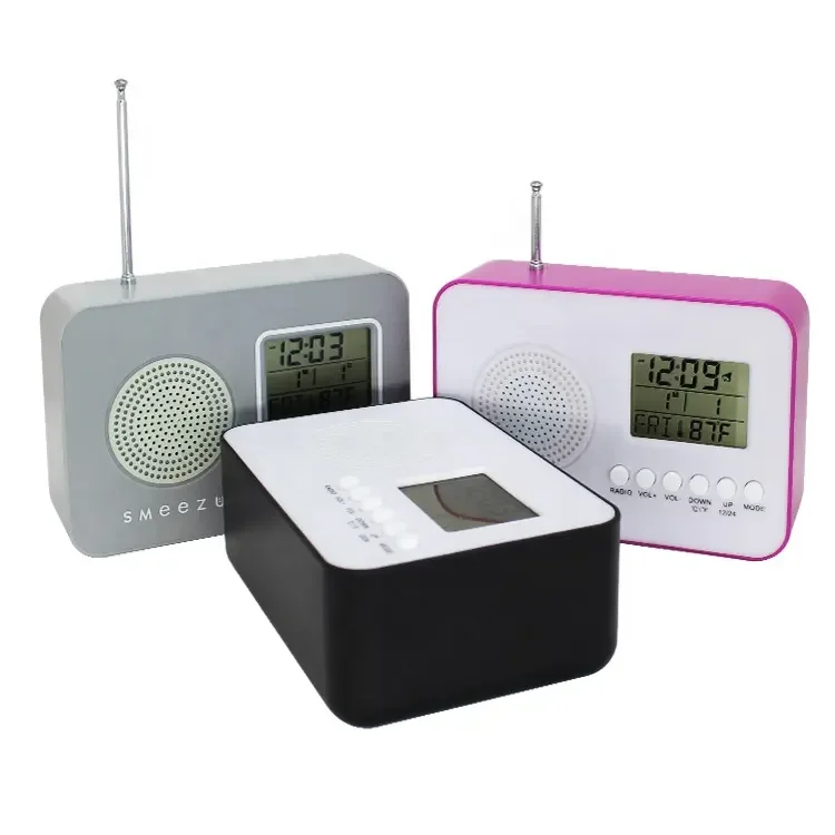 Wholesale Modern Bedside Digital Portable FM Antenna Radio Clock with Temperature Date Display