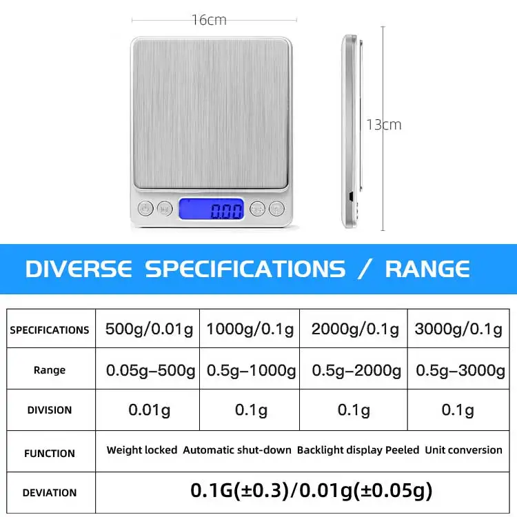 1kg/0.1g Gold Diamond Weighing, Coffee Powder Balance, Multi-unit Conversion Scale, Essential Household Weighing Jewelry Scale