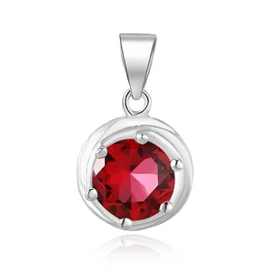 Trendy 925 Sterling Silver Jewelry Pendants Aaa Crystal Rose Shape Base Round Gemstone Pendant