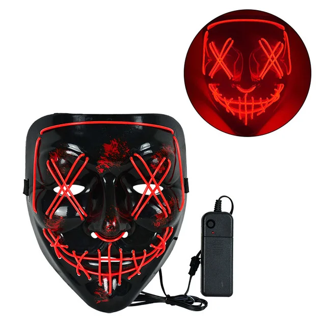 Led Mask Halloween Mascara Glowing Masks Neon Party Masquerade Maska Carnaval Wh