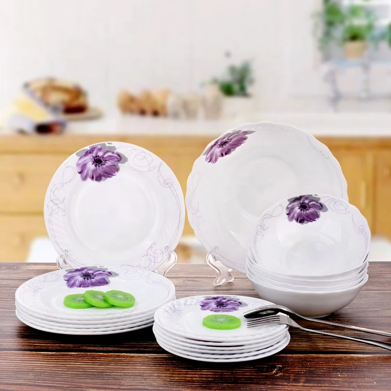 Stoneware Dinnerware Purple Glass Dinnerware Set 19pcs Opal