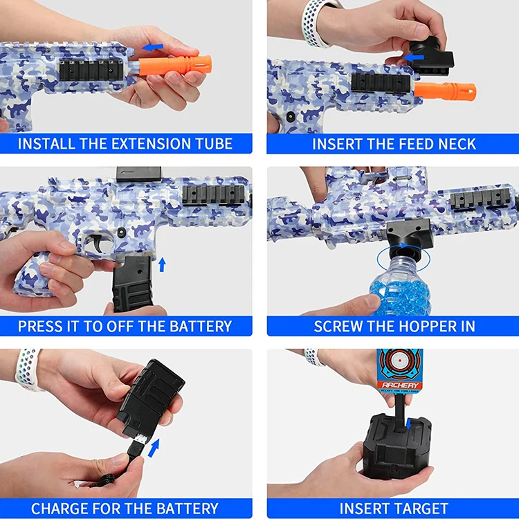 M416 Electric Gun Toy Water Beads Glasses Shooting Team Game Splatter Ball Blaster Automatic