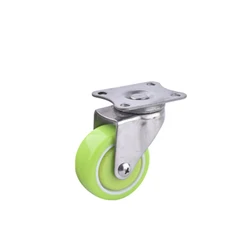 Green PU Foam Light Duty Plastic Toy Polyurethane Castor Stainless Steel Wheels Caster