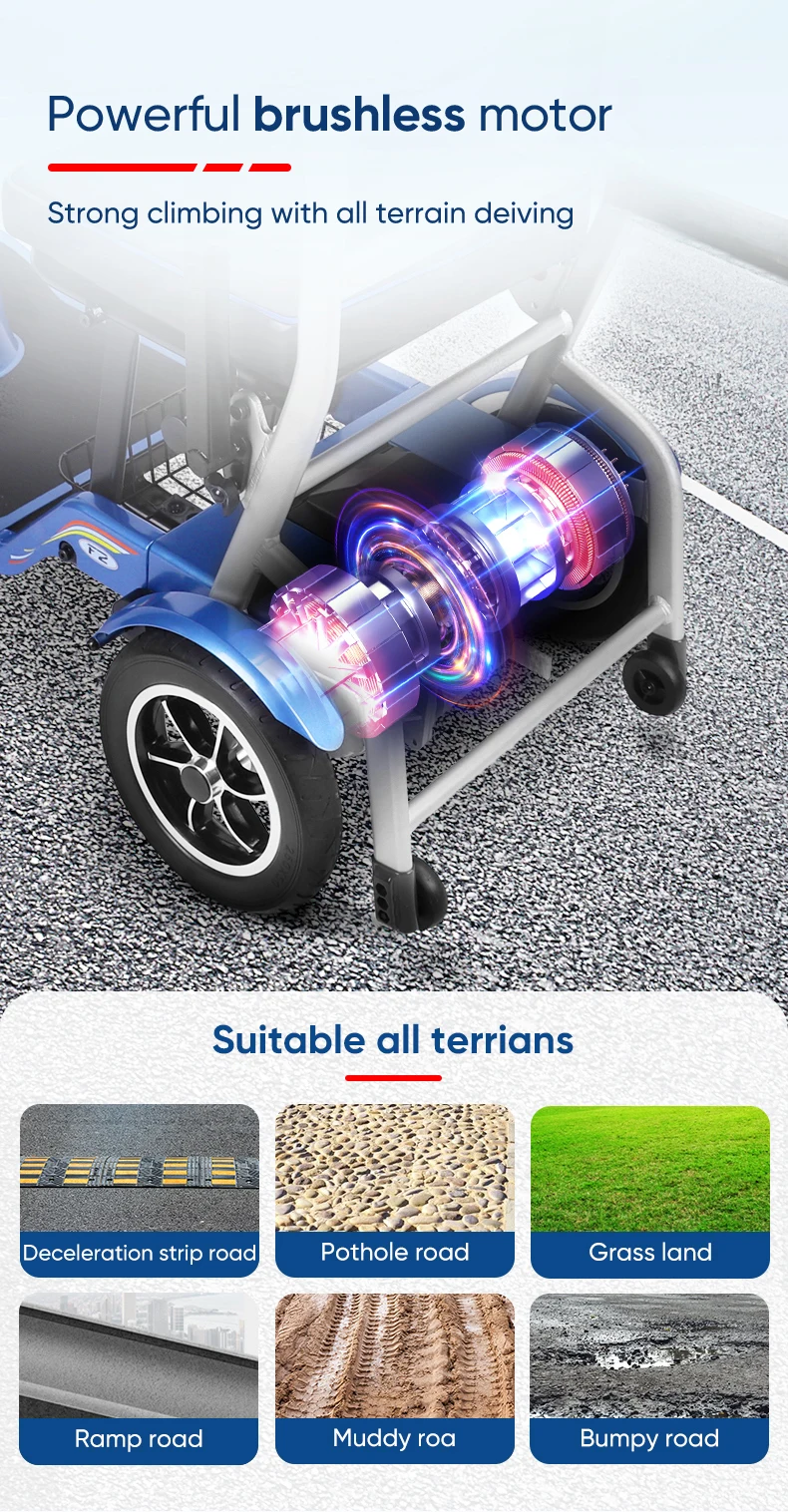 Lightweight 4 Wheel Portable Folding Mobility Scooter Lithium Brushless ...