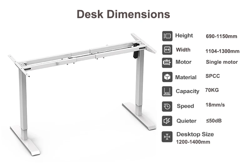 Double-Beam Sit Stand up Computer Desk 70kg Electric Adjustable Height Desk 2 Legs Assembly Table Electronic Standing Desk