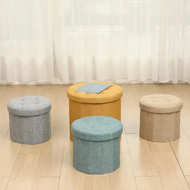 Wholesale Round Folding Storage Stool with Lid Fashion Home Furniture Storage Boxes & Bins manufacture