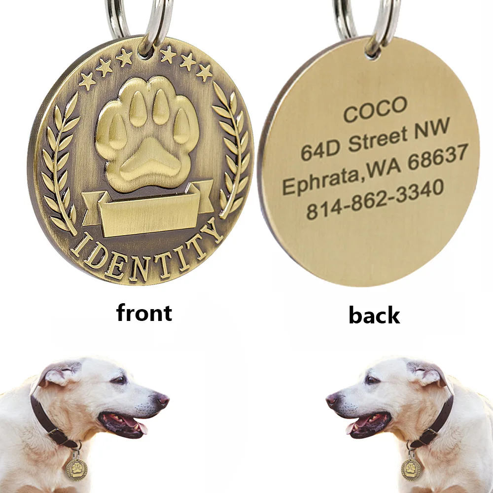 Personalized puppy dog name tag stainless steel sublimation laser collar dog tags name pet blank dog tag factory