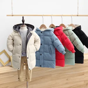 Customized Children's Winter Korean Style Coat Mid-Length Boys' Girls' Jacket Zipper Solid Baby Thickened Clothes for Kids