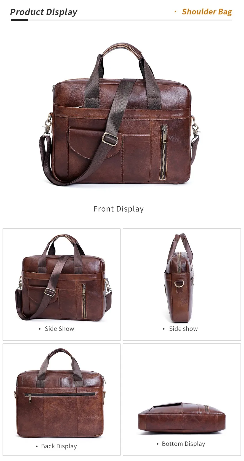 Custom Men's Laptop Bag Briefcase Genuine Real Leather Men Leather ...