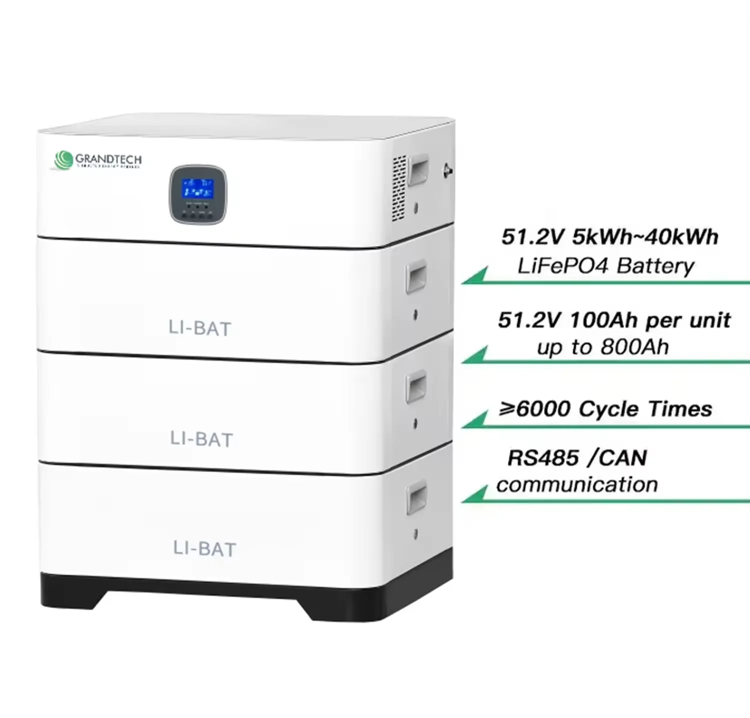 Індивідуальний литій-залізо-фосфатний акумулятор LiFePO4 на 5 кВт·год, 10 кВт·год, 15 кВт·год, 20 кВт·год, 48 В, 100 А·год, 200 А·год, 280 А·год, 400 А·год для сонячної енергосистеми
