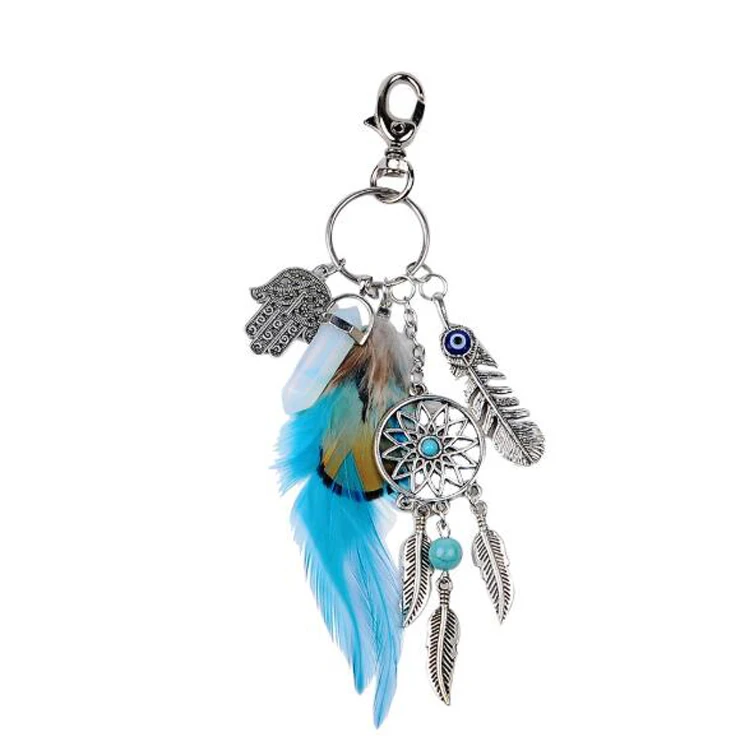 Boho Feather Handbag Charm Pendant Keychain Bag Car Keyring Key Ring Chain Gifts 