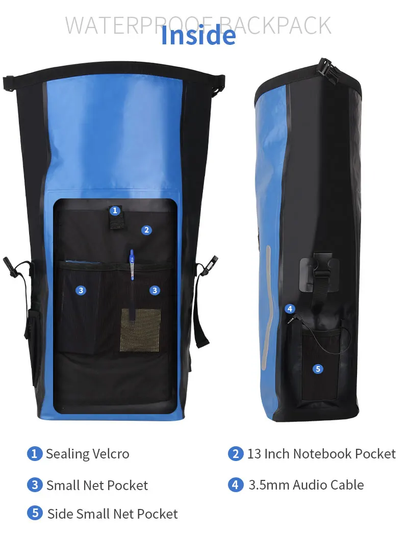 Hot Selling Seamless 500D Tarpaulin PVC Waterproof Backpack for Outdoor Drifting Waterproof Gear Bag Backpack