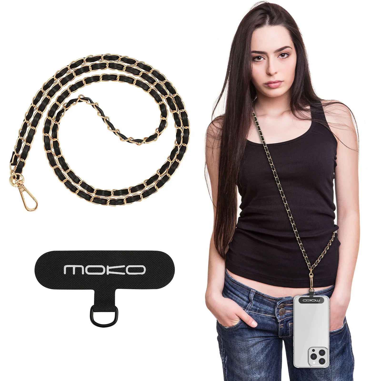 MoKo Adjustable Crossbody Phone Lanyard - Anti-Theft PU Leather