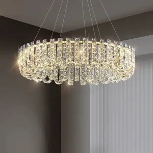 JACKSUN Indoor Crystal Chandelier Home Decor Luxury Led Pendant Light Modern Chrome Kitchen Hanging Lamp Minimalist