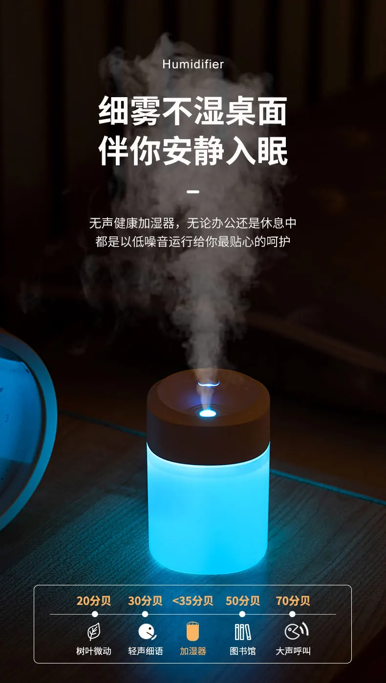 H2o Usb Colorful Humidifier Fire Flame Humidifier Diffuser Smart