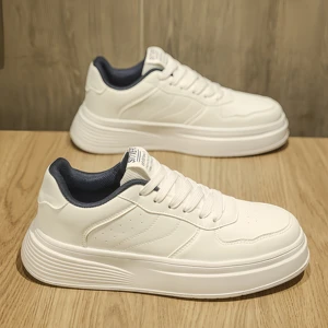 Ultra-Light Casual Sports Sneakers for Boys Thick-Soled White Skateboarding Hip-Hop Shoes Height Increasing Feature for Autumn