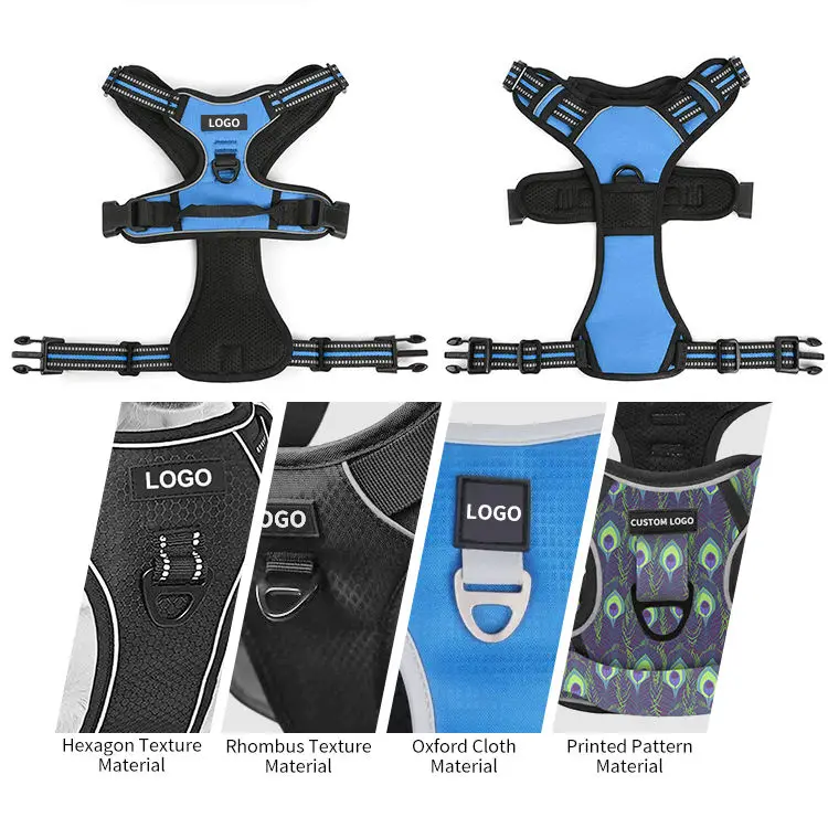 New Neoprene Custom Reflective Tough Adjustable Pet Dog Training Har Set Harness Luxury Leash No Pull Dog Harness