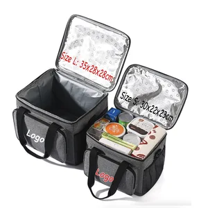 Custom Logo Print Leakproof Large Capacity Insulated Lunch Bag Outdoor Picnic Food Delivery Pack Ice Cooler Refrigerated Bag