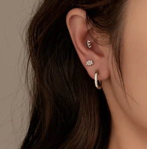 2026 New Launched Titanium Body Piercing Jewelry Stud Earrings Hot Selling Zircon Non-Tarnish Earrings