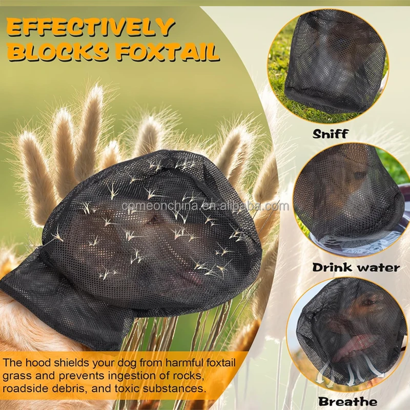 Wholesale Full Face Dog Mask Summer Outdoor Pet Hood with Foxtail Protection Net for Hiking Field Insect Thorns Prevent Dog Gear
