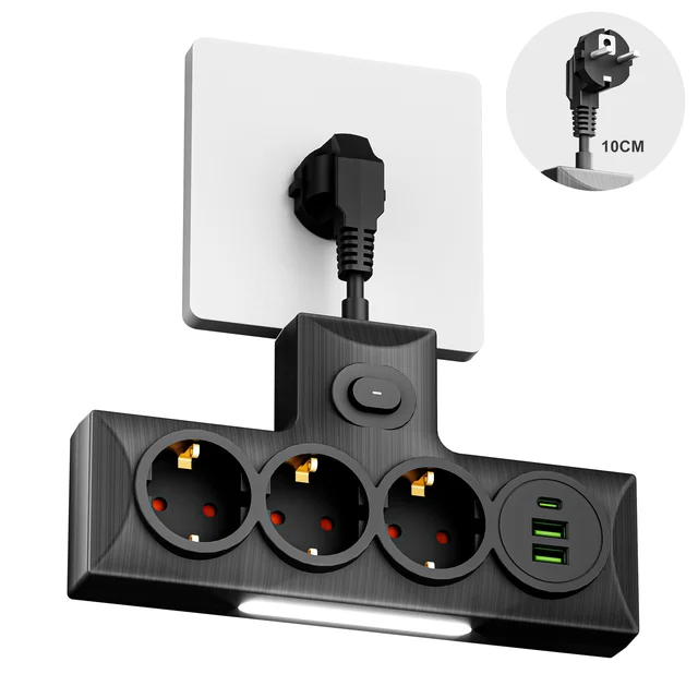 New Design European Socket 3 Ways Power Strip With USB TYPE C Extension Socket Wholesale