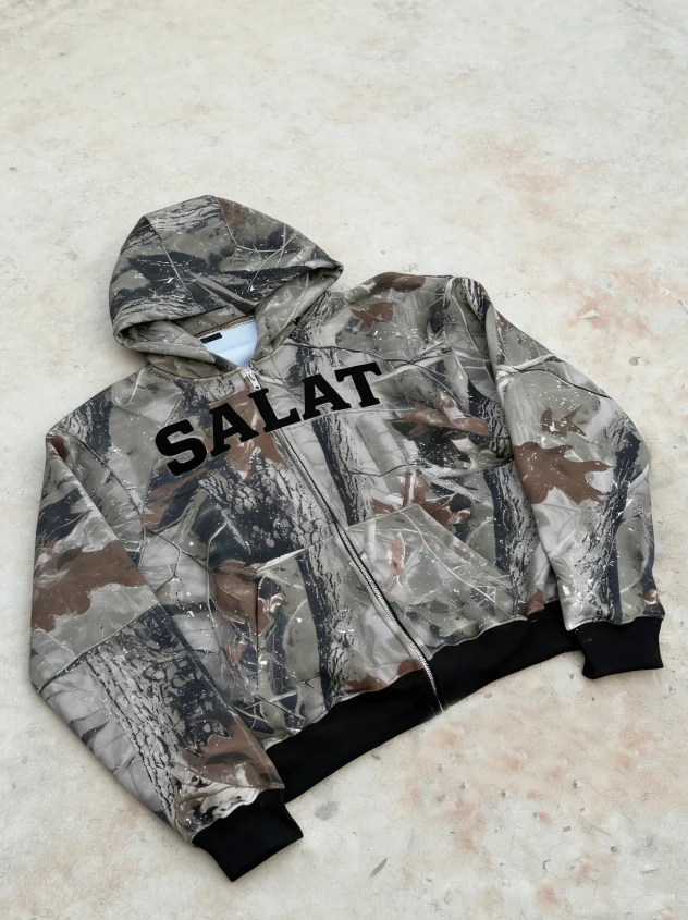Men's 100% Cotton Camouflage Zip Hoodie Jacket Cropped Digital Print Waterproof Quick Dry Spring Streetwear Knitted Clothing gallery 3