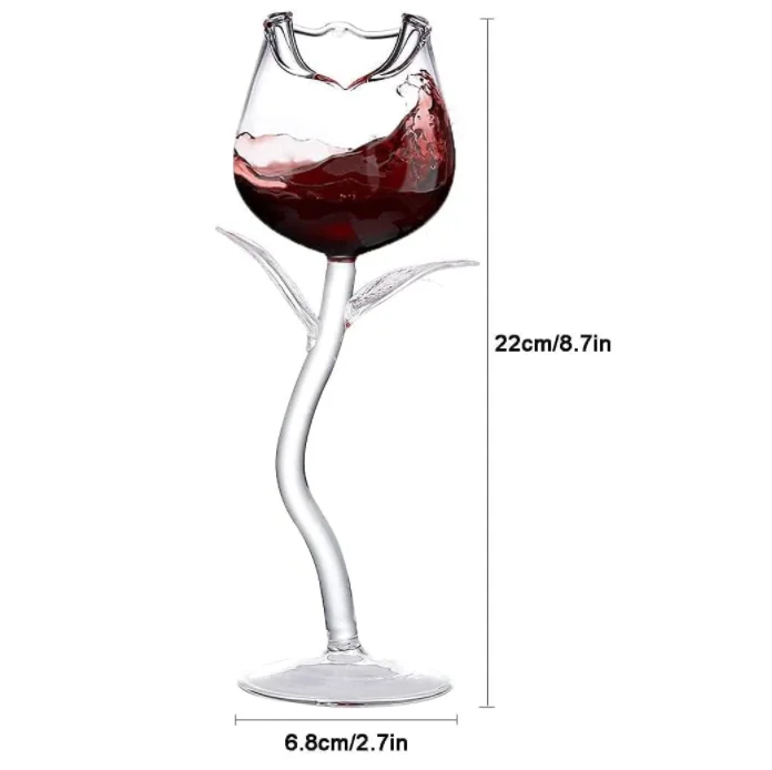 Custom Rose Flower Shape Wine Glass Red Wine Goblet Wine Cocktail Glasses for Drinking