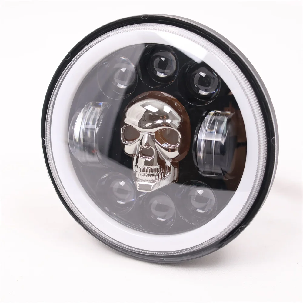 TIYPEOR 5.75 Inch LED Headlight Projector Halo Ring Motorcycle HighLow Beam DRL Turn Signal for Dyna Softail Sportster 883 XL883